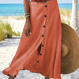 Long Semi-Sheer Skirt with Slit