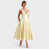 Halina - Midi šaty s korzetovým topem a volánovými detaily