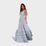 Florencia - Dlouhé bohémské šaty s rozparkem a volánkovými detaily.