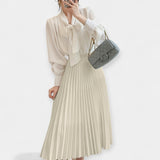 Luxusní dlouhá hedvábná plisovaná sukně