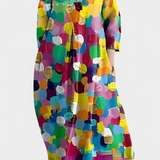 Anne | Lehké šaty s V-výstřihem a barevným potiskem