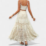 Lace-Trimmed Midi Skirt