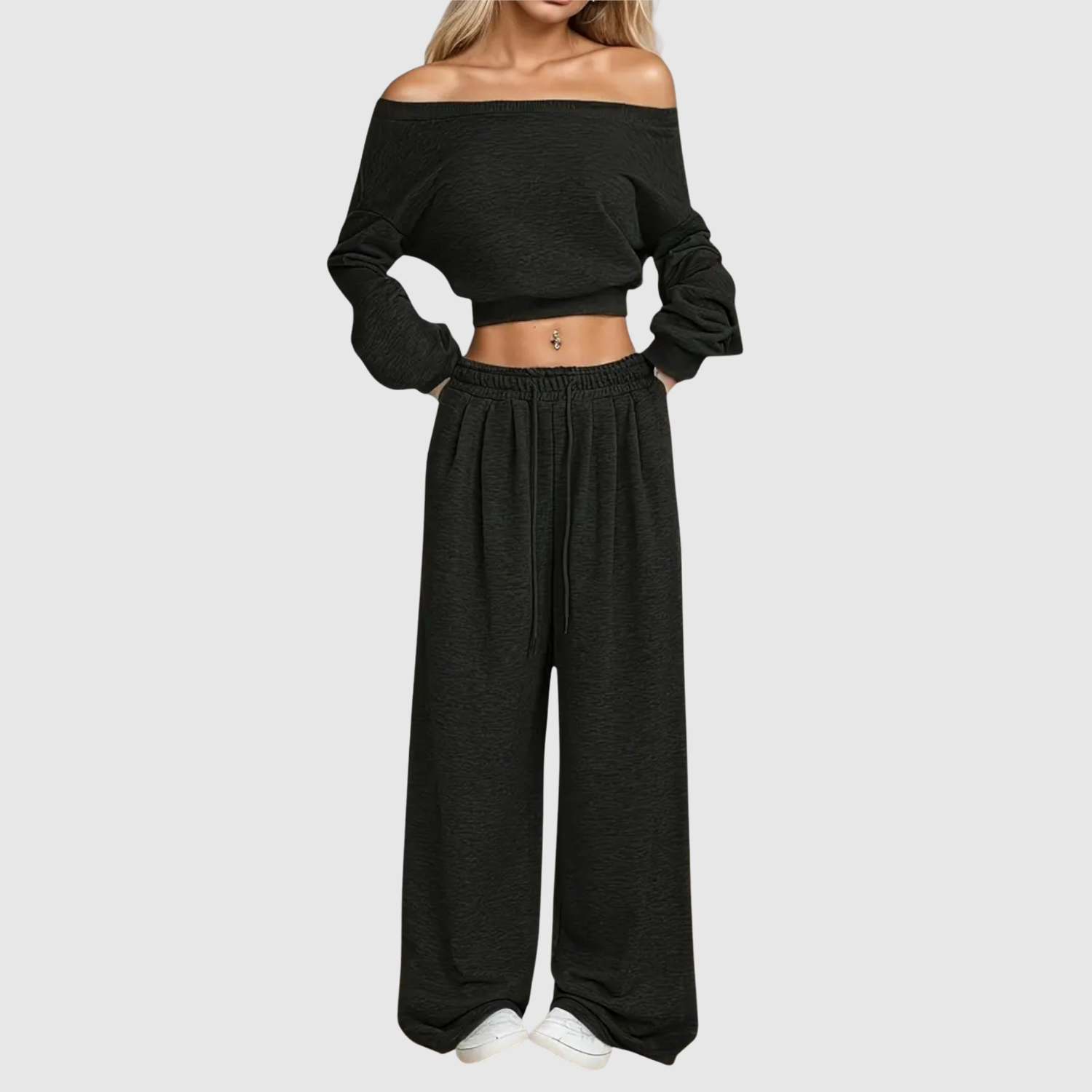 Natálie – Černý dvoudílný overal s elegantním stylem