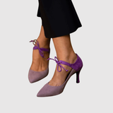 Teodora - Dvoubarevné lodičky s anklet a elegantní mašlí