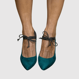 Teodora - Dvoubarevné lodičky s anklet a elegantní mašlí