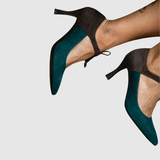 Teodora - Dvoubarevné lodičky s anklet a elegantní mašlí