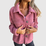 Elena - Dámská teddy bunda s kapsami a knoflíky