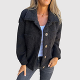 Elena - Dámská teddy bunda s kapsami a knoflíky