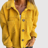 Elena - Dámská teddy bunda s kapsami a knoflíky