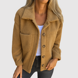 Elena - Dámská teddy bunda s kapsami a knoflíky