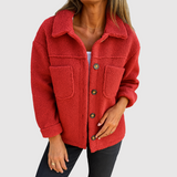 Elena - Dámská teddy bunda s kapsami a knoflíky