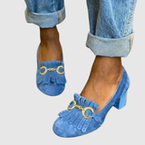 Teodora - Podpatky s třásněmi a zlatým uzávěrem