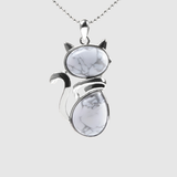 Amélie – Náhrdelník s kočičím motivem a přírodním kamenem
