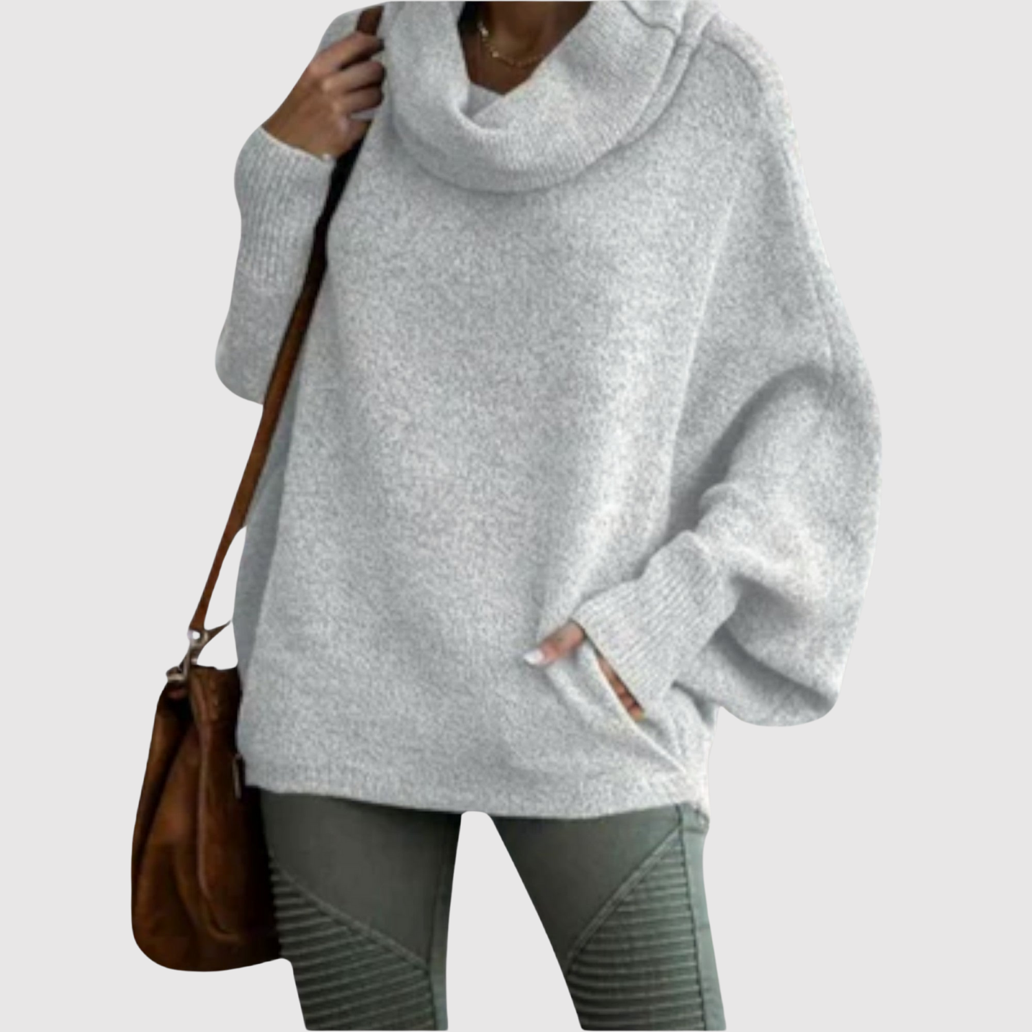 Nora – Hygge Pletený Svetr s Volným Límcem