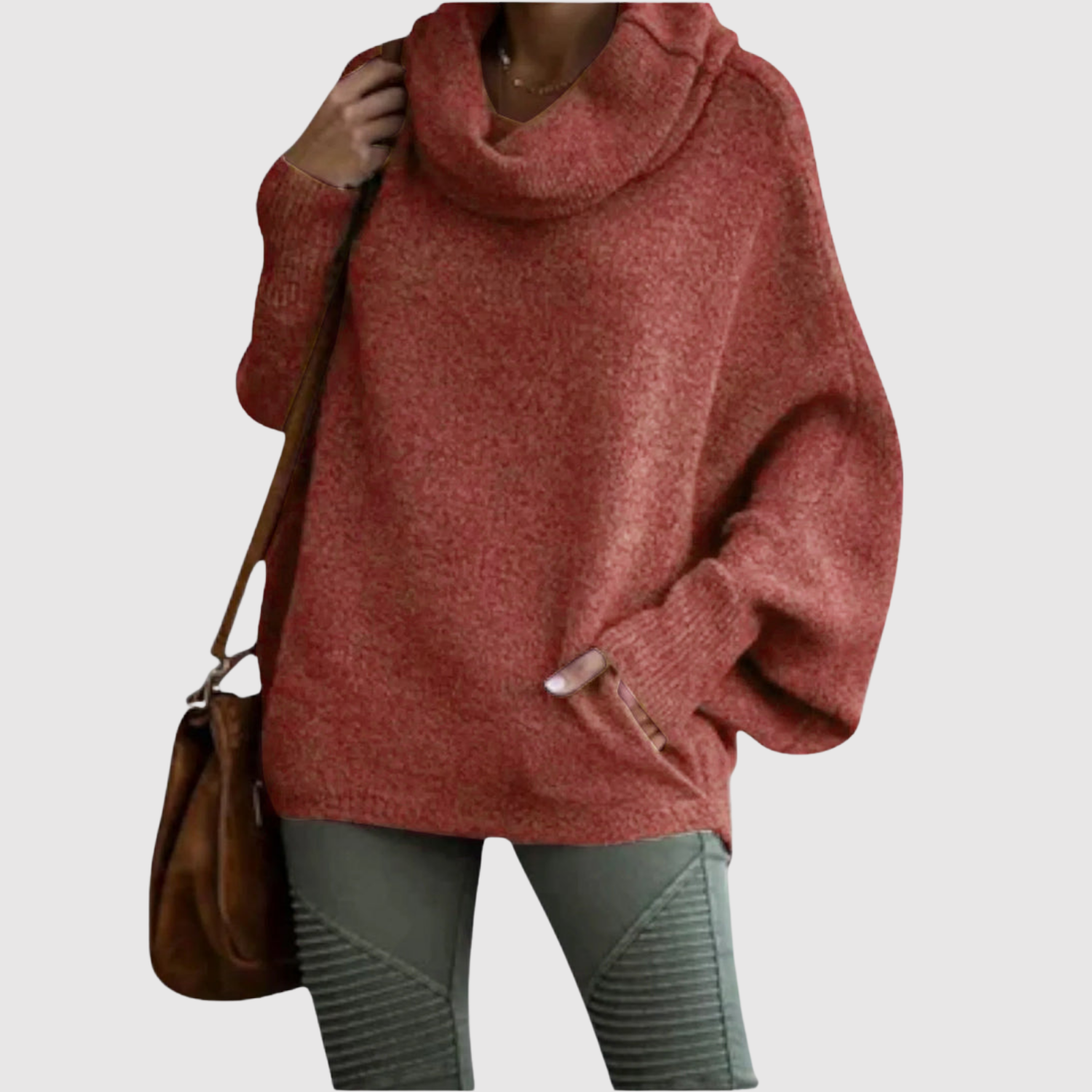 Nora – Hygge Pletený Svetr s Volným Límcem