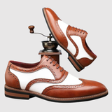 Viktor – Pánské dvoubarevné kožené boty s vyšívanými prvky