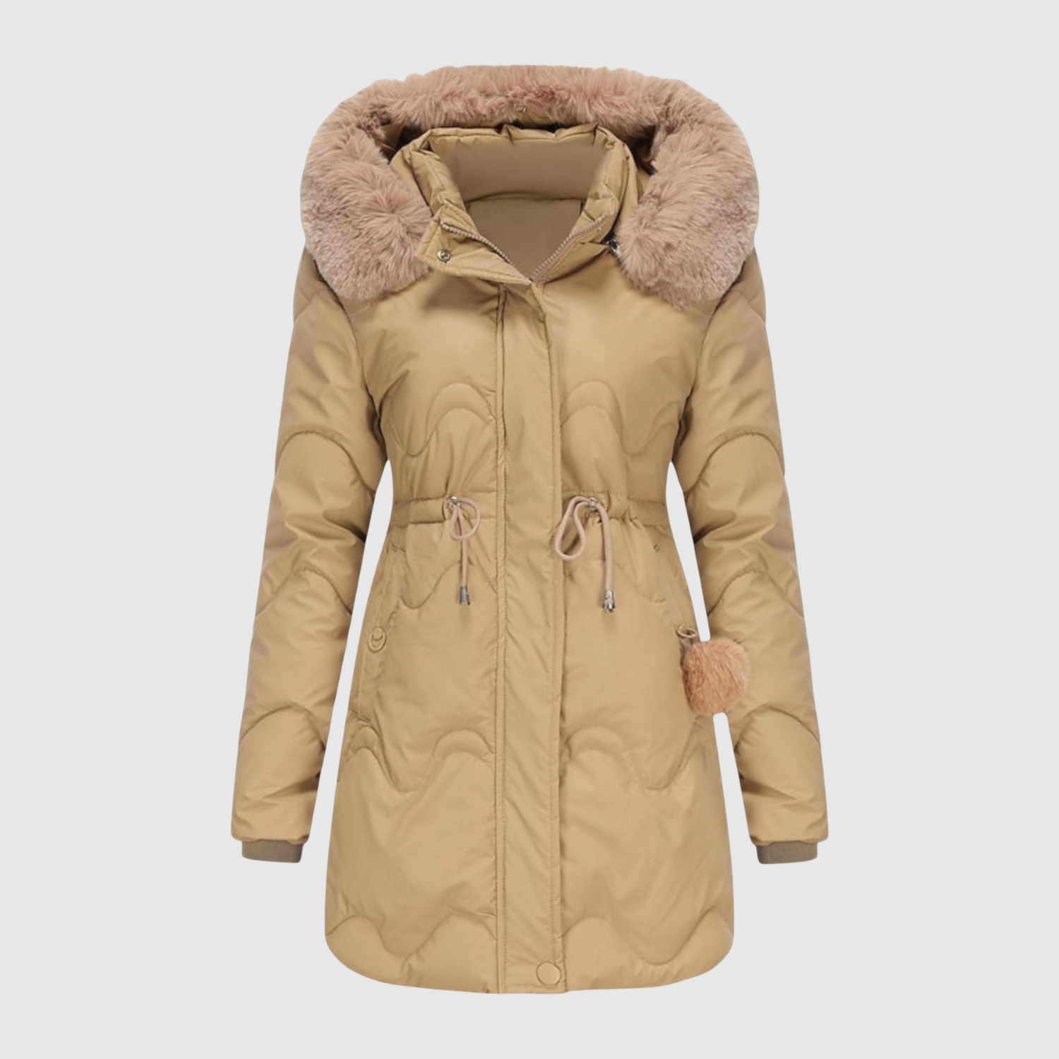 Jelena – Teplá parka s huňatým límcem a prošívanou konstrukcí