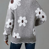 Belinha | Elegantní svetr s V výstřihem a květinovým motivem