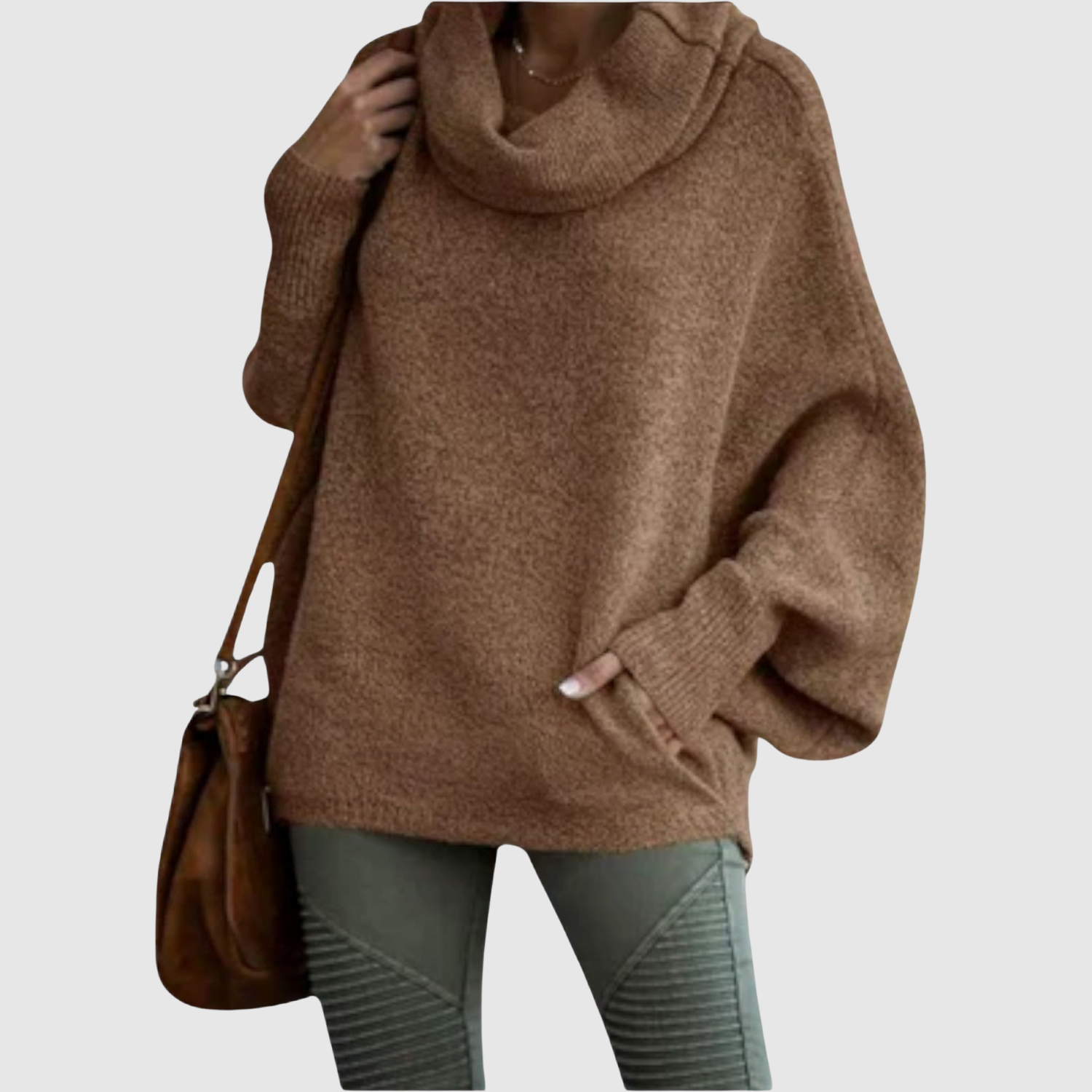 Nora – Hygge Pletený Svetr s Volným Límcem