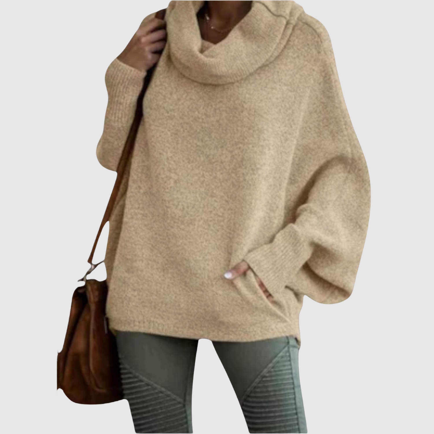 Nora – Hygge Pletený Svetr s Volným Límcem