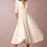 Laura | Midi šaty pro ženy s A-linií a V výstřihem