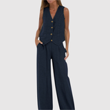 Natálie – Bezramenný overalový komplet z lehkého materiálu