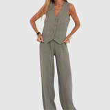 Natálie – Bezramenný overalový komplet z lehkého materiálu