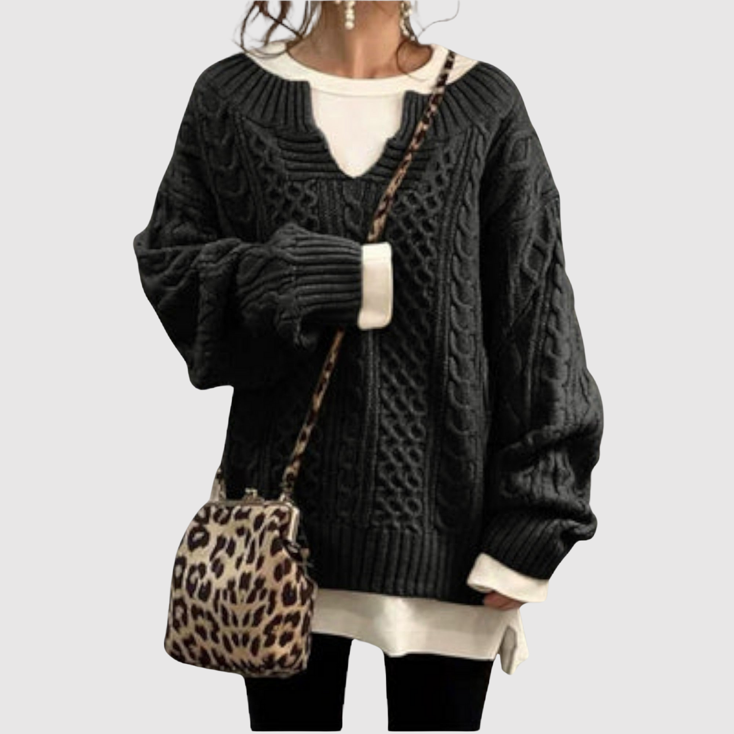 Nora – Pletený svetr s pohodlnou siluetou a kabelovým vzorem