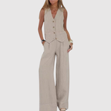 Natálie – Bezramenný overalový komplet z lehkého materiálu