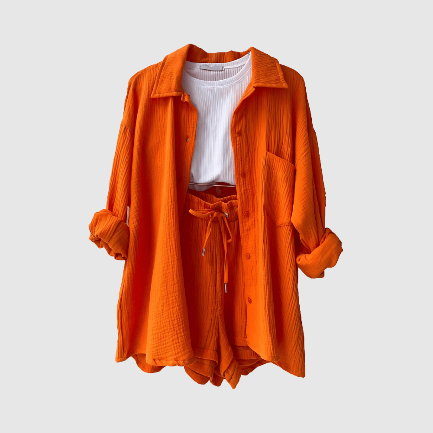 Natálie – Stylový letní set s košilí a šortkami