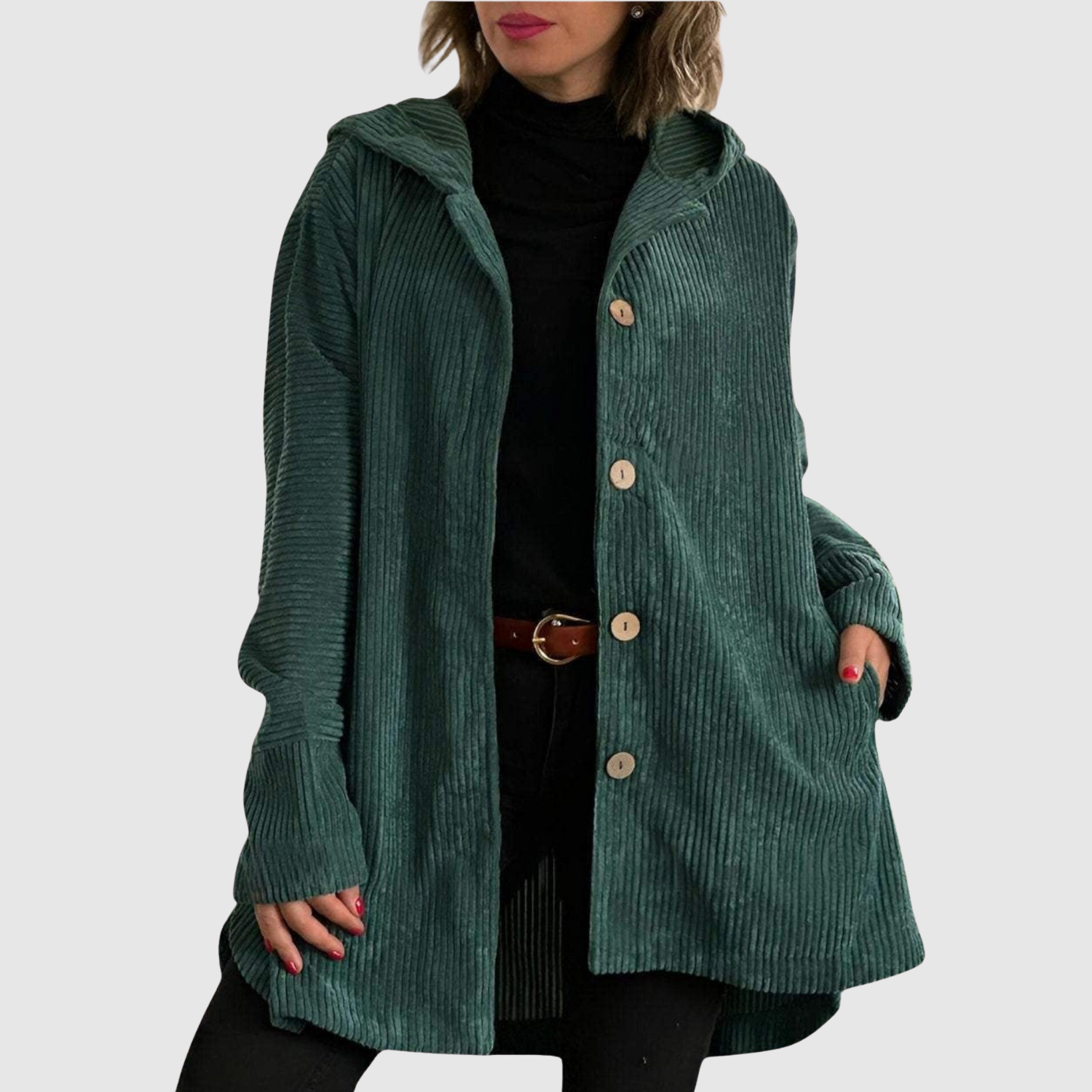 Jelena – Dlouhý kabát s sametovým vzorem