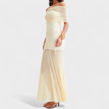 Vitoria - Dlouhé pletené šaty s odhalenými rameny