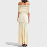 Vitoria - Dlouhé pletené šaty s odhalenými rameny