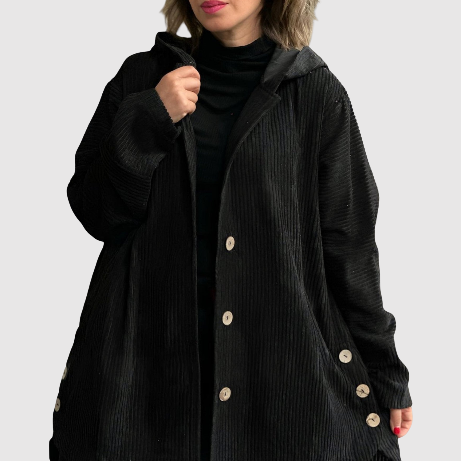 Jelena – Dlouhý kabát s sametovým vzorem