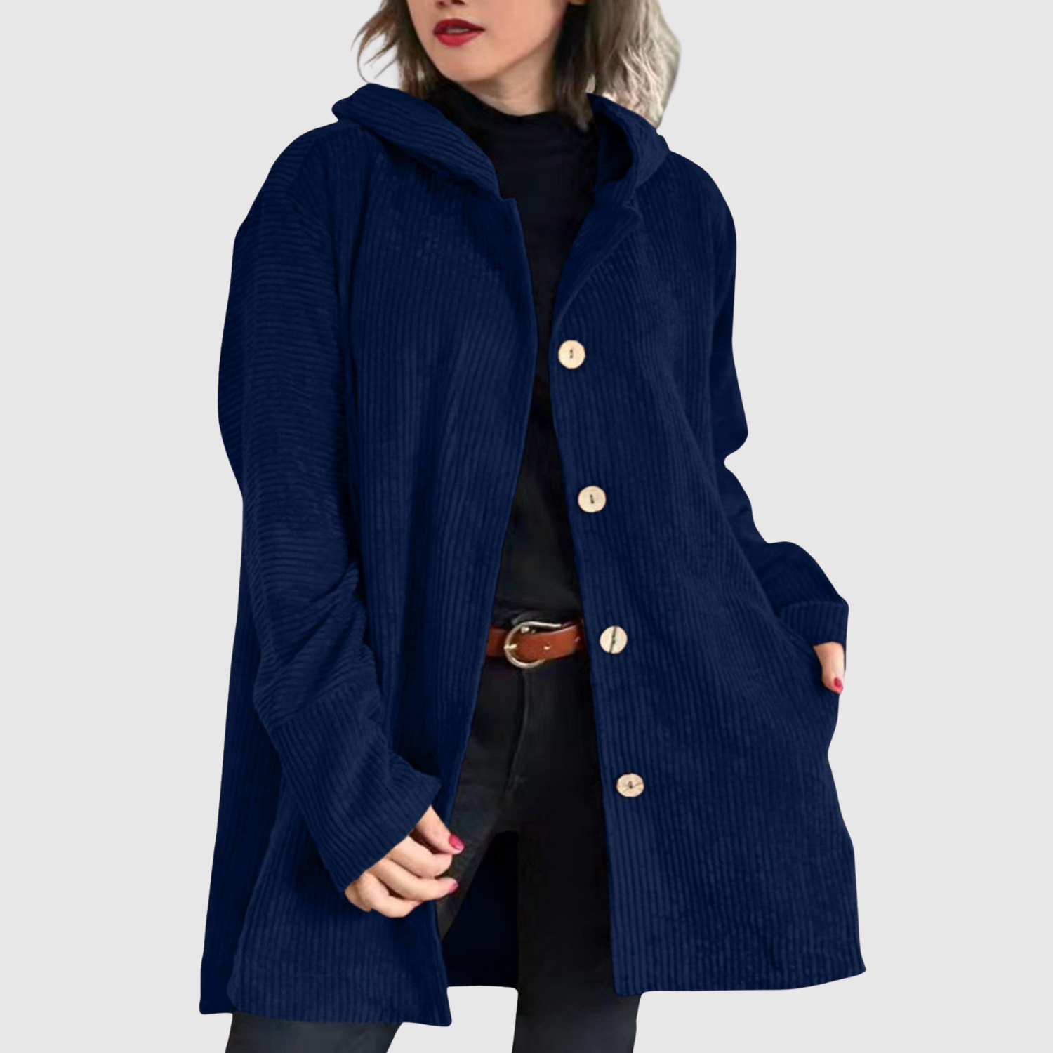 Jelena – Dlouhý kabát s sametovým vzorem