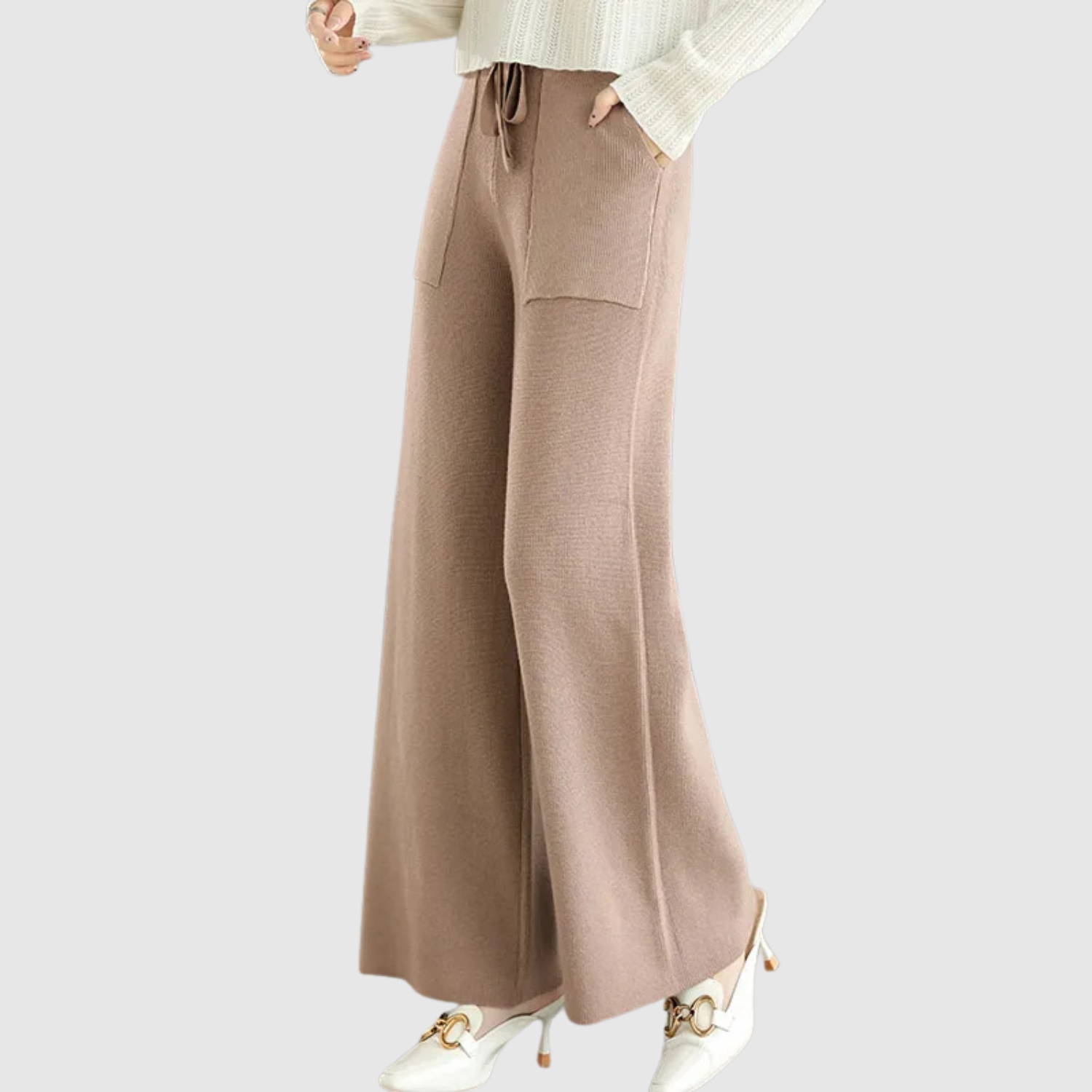 Mira – Elegantní pletené kalhoty s volným střihem