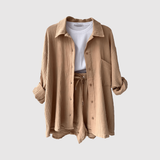 Natálie – Stylový letní set s košilí a šortkami