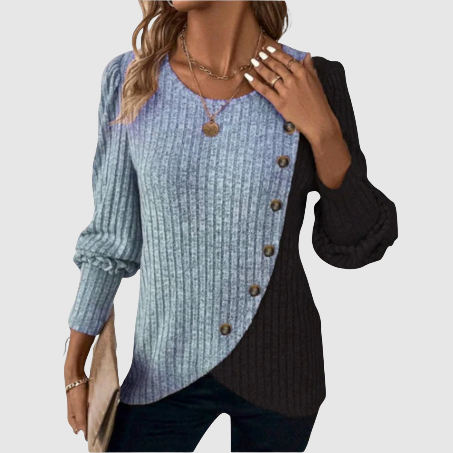 Nora – Svetr s asymetrickým květinovým vzorem