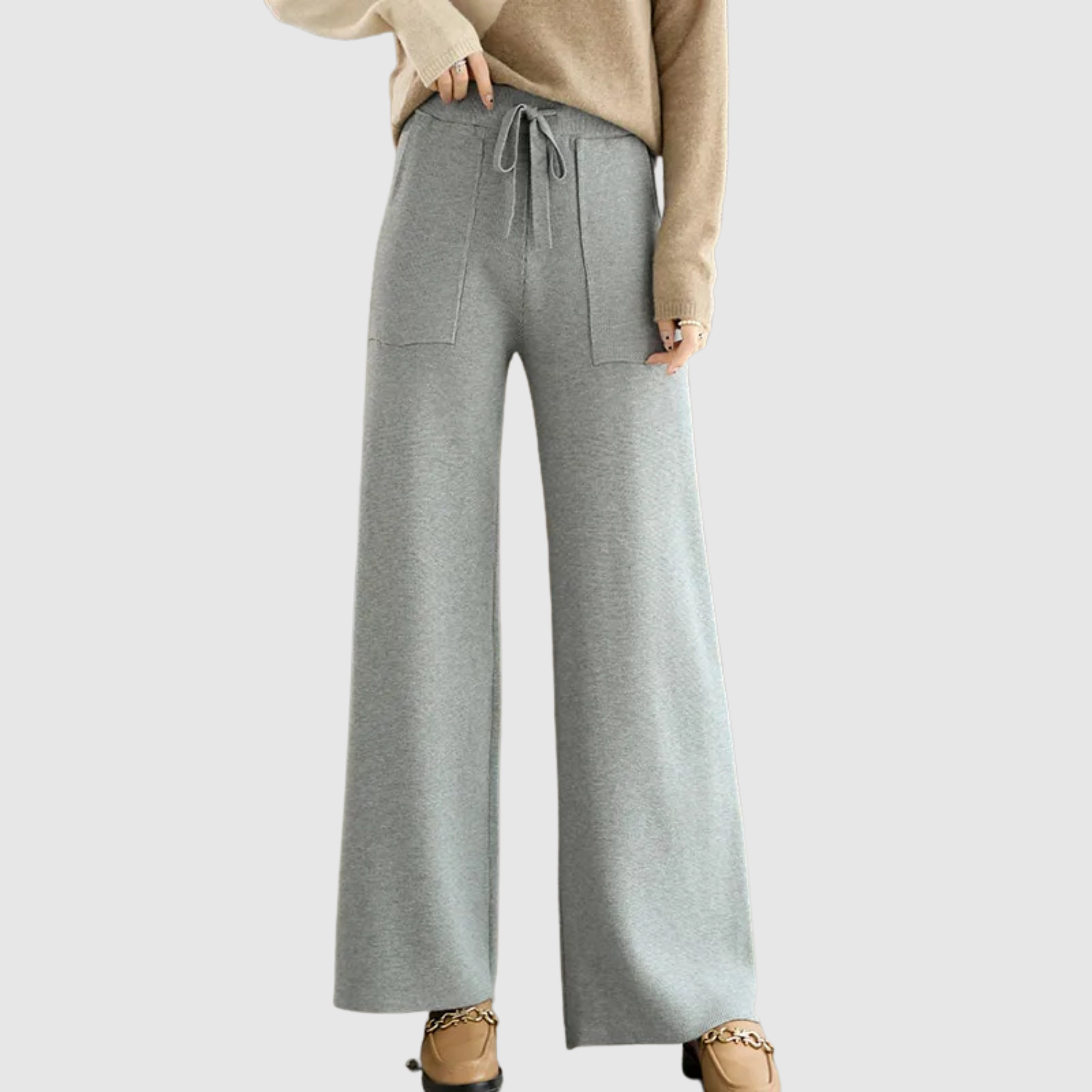 Mira – Elegantní pletené kalhoty s volným střihem