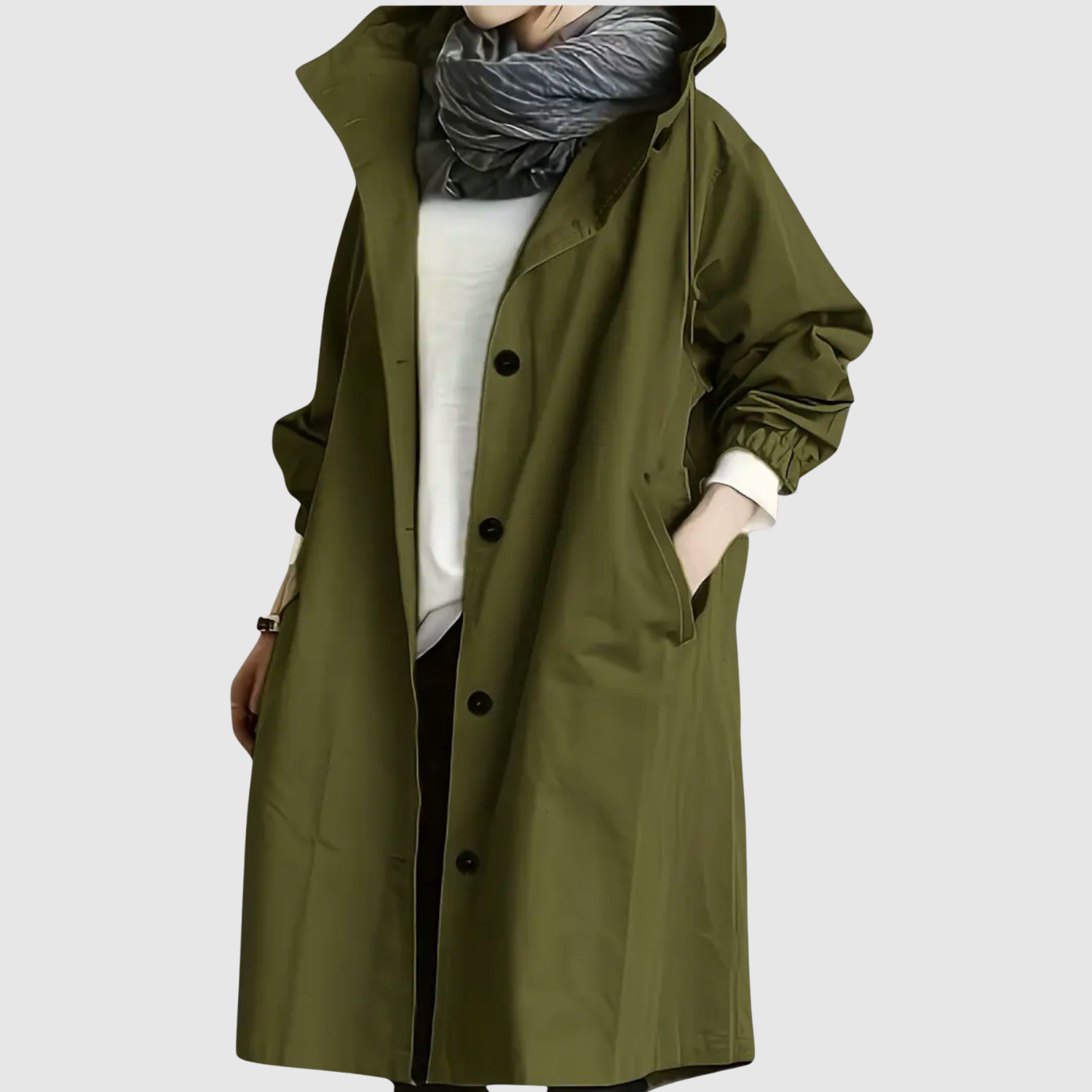 "Jelena – Dlouhá lehká bunda s kapucí" can be rewritten as "Jelena – Dlouhá lehká bunda s kapucí pro pohodlné nošení".