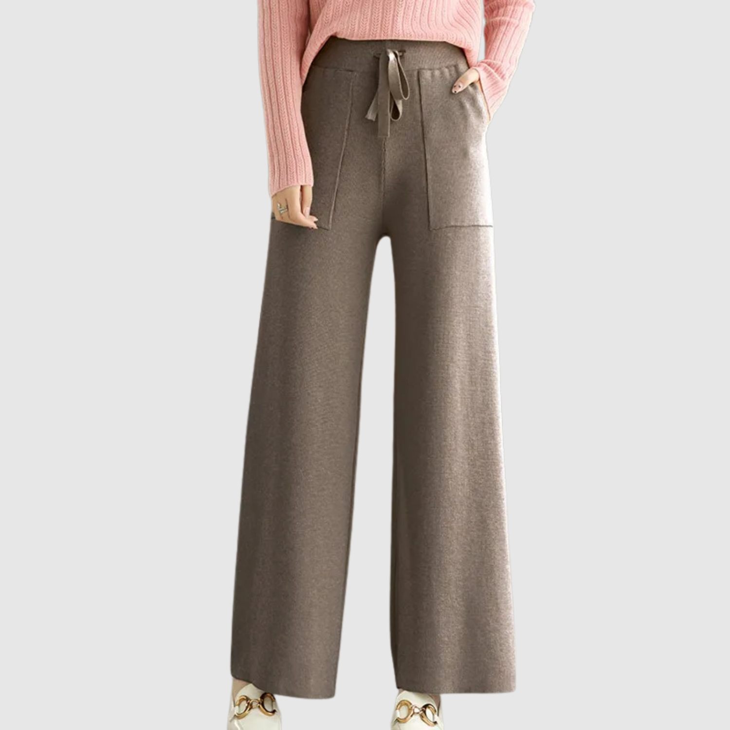 Mira – Elegantní pletené kalhoty s volným střihem