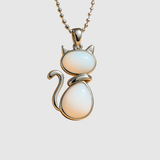 Amélie – Náhrdelník s kočičím motivem a přírodním kamenem