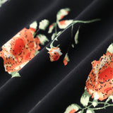 Glória | Černé midi šaty s květinovým potiskem