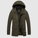 Marek – Vlněná zimní bunda s kapucí a páskem