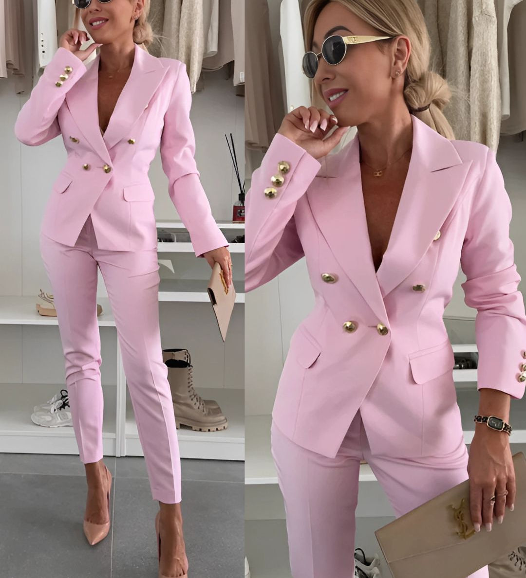 Maria | Elegantní dámský oblek s dvojitým zapínáním a těsným střihem