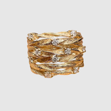 Valérie – Elegantní zlatý prsten s krystaly a unikátním vícerozměrným designem