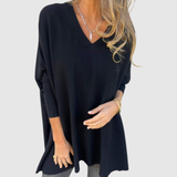 "Nora – Elegantní svetr s V-výstřihem" can be rewritten as "Nora – Stylový svetr s V-výstřihem".