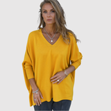 "Nora – Elegantní svetr s V-výstřihem" can be rewritten as "Nora – Stylový svetr s V-výstřihem".