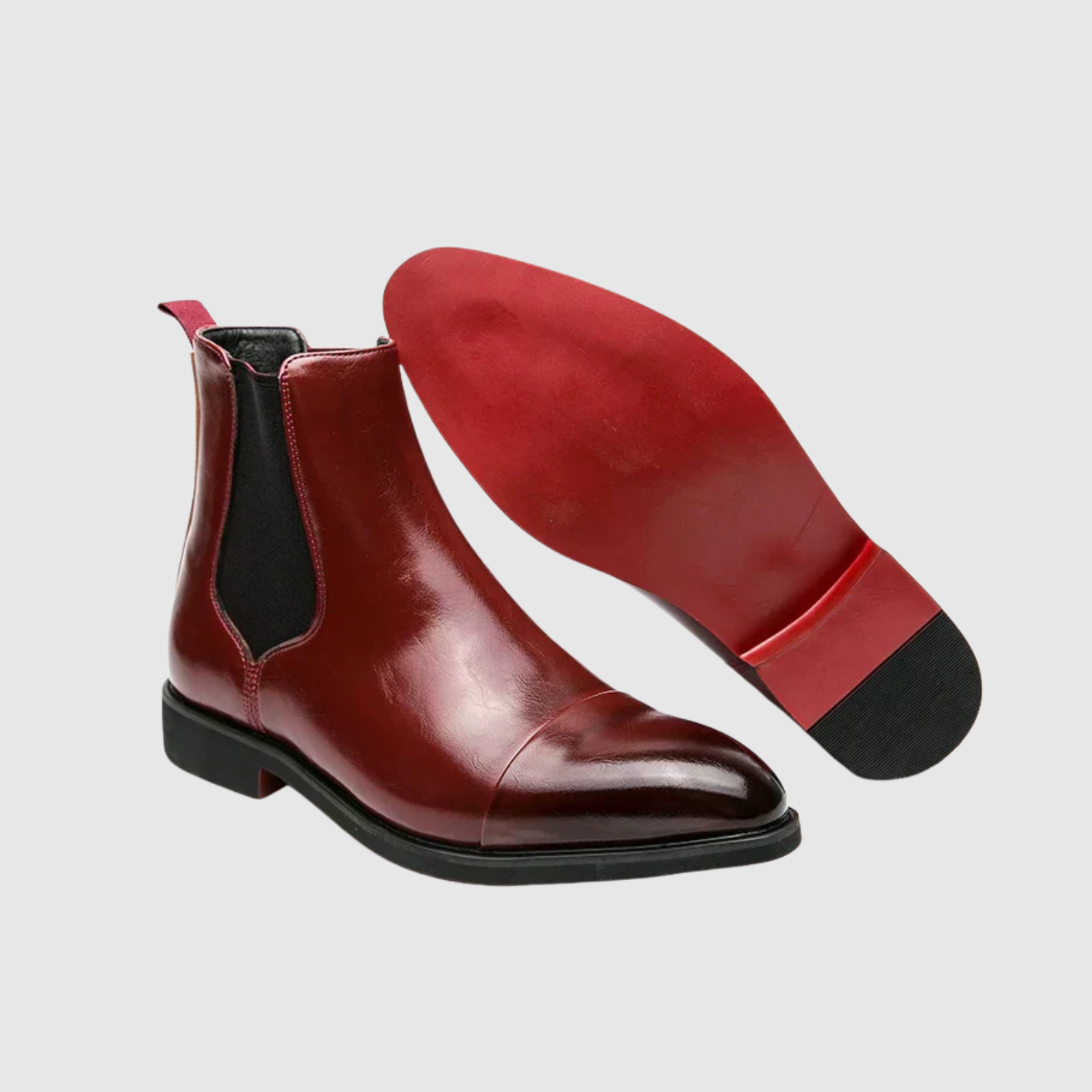 Oskar – Kožené Chelsea boty s červenou podrážkou