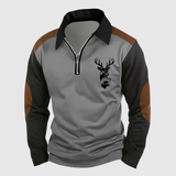 Adrian - Sportovní elegantní svetr s zipem a jelením vzorem